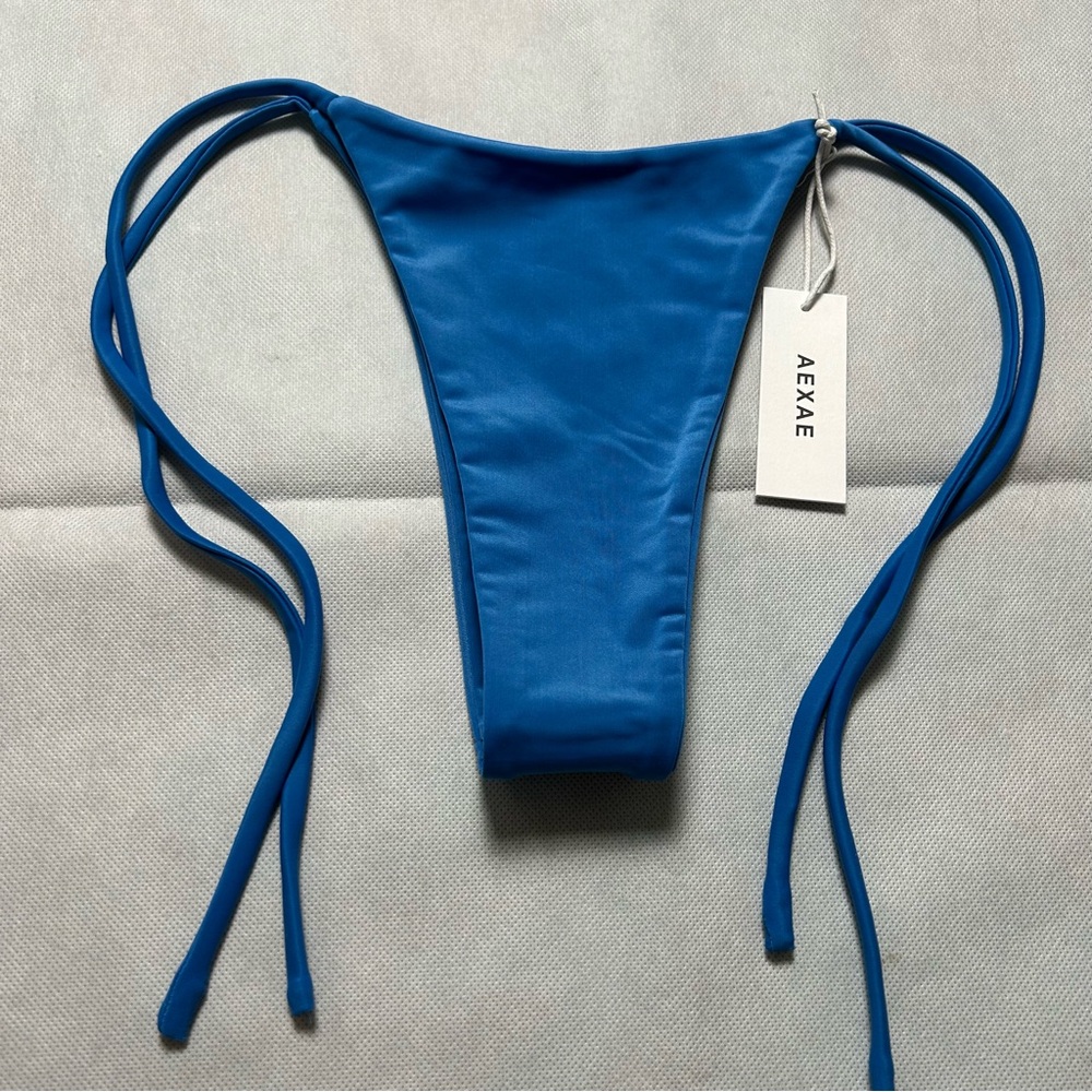 AEXAE blue Tyra tie side bottoms NWT size small